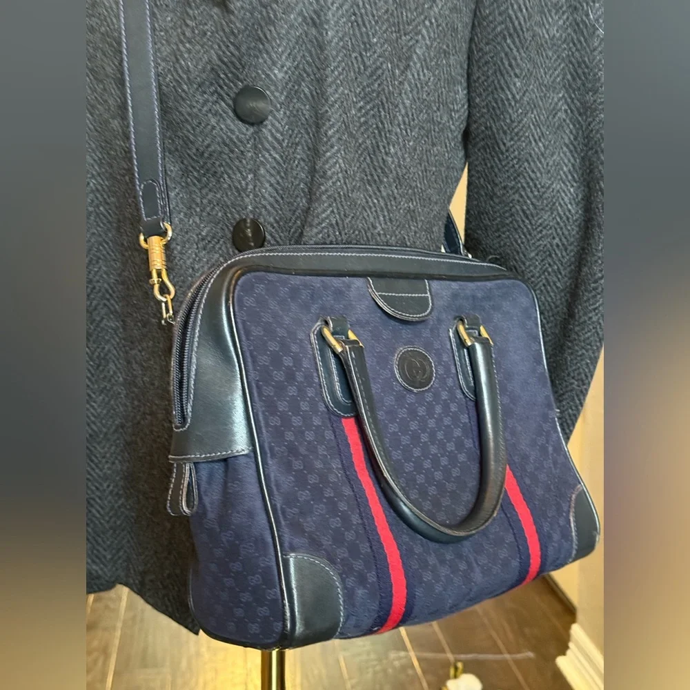 Gucci GG Monogram Supreme Sherry Web Ophidia Boston Doctor Satchel Bag Vintage - Picture 5 of 16